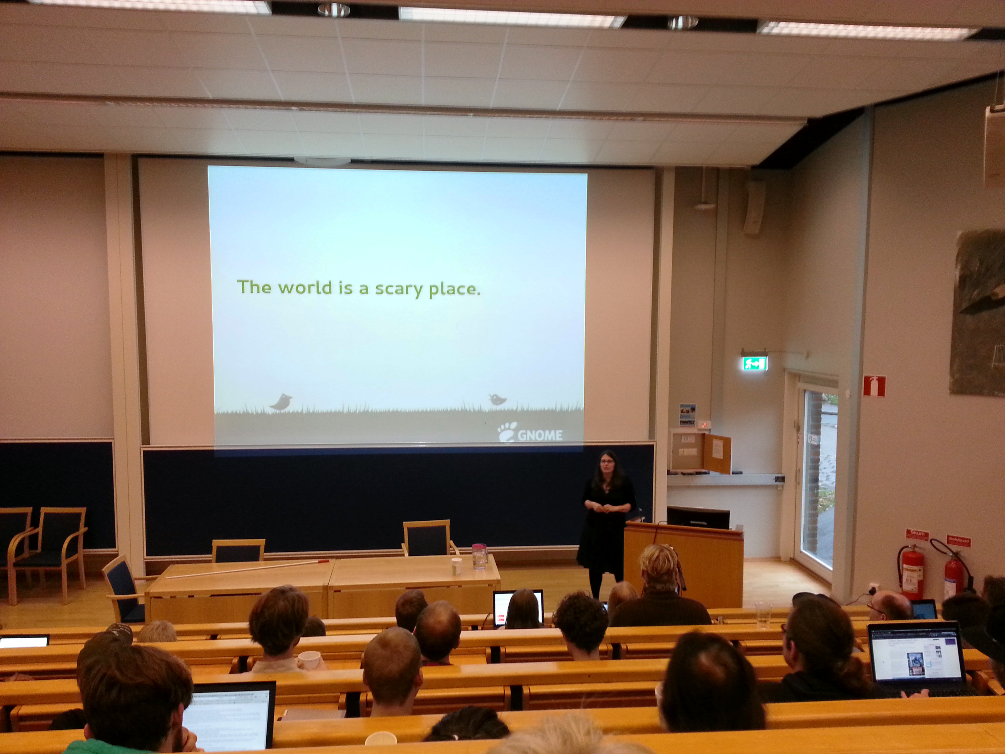 Image of a lecture during FSCONS 2013